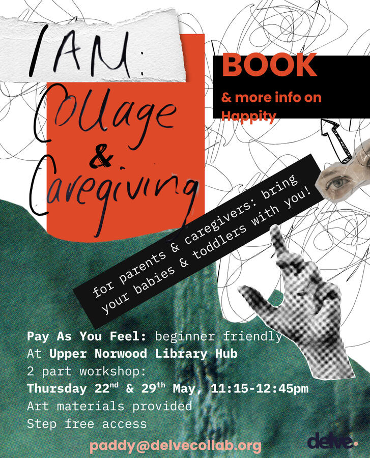 Launch of &#39;I AM&#39; Collage &amp; Caregiving workshops. We use collage as a tool for connecting to each other, to strategy, to priorities, to vision &amp; mission.